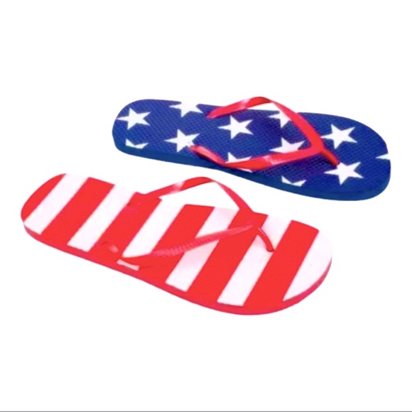 USA Women’s Stars & Stripes Foam Thong Flip Flop Sandals NWT small 5/6 - Picture 1 of 8